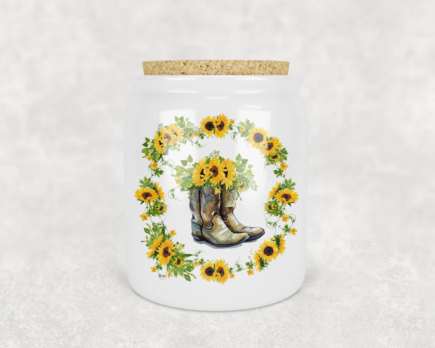 Sunflowers and Cowboy Boots Treat Jar - Schoppix Gifts