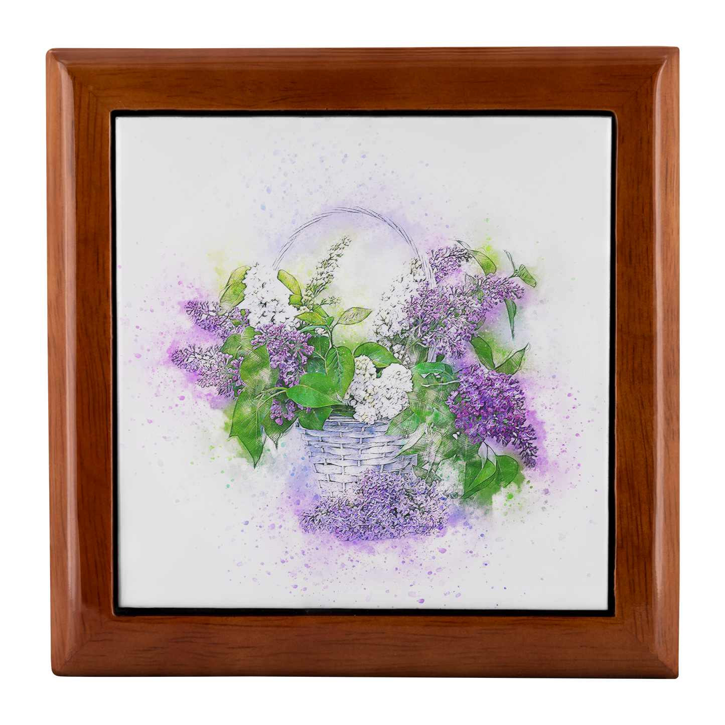 Watercolor Style Lilac Basket Jewelry Box - Schoppix Gifts
