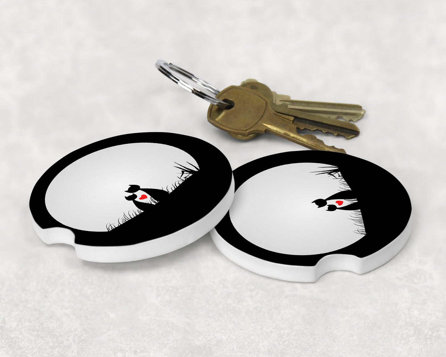 Romantic Cats Art Car Coasters - Matching Pair - Schoppix Gifts