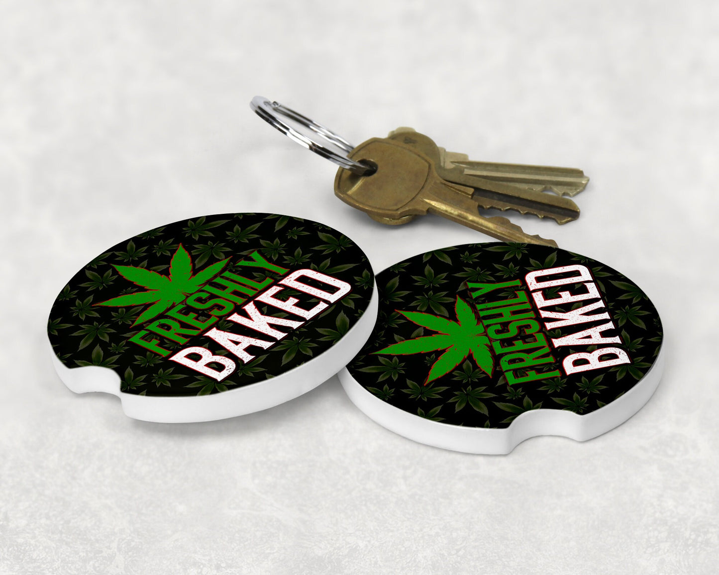 Cool Cannabis Art Sandstone Car Coasters - 1 Pair - 8 Designs to chose from - Schoppix Gifts