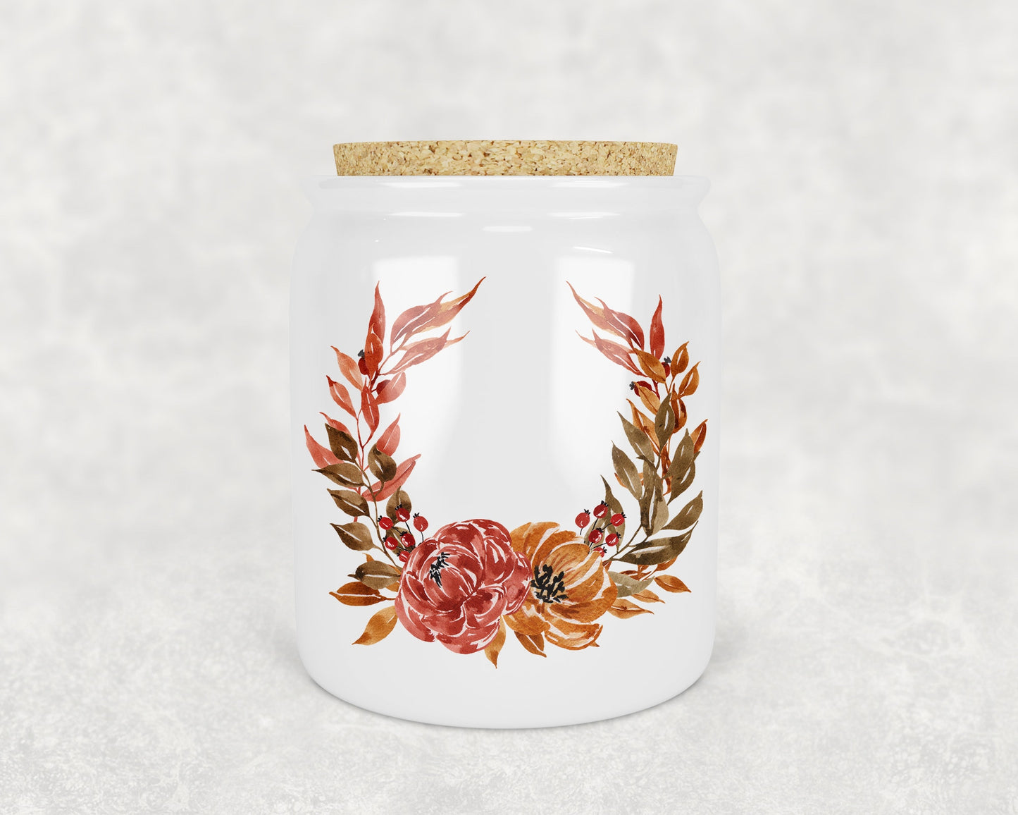 Autumn Leaves Wreath Porcelain Treat Jar - Schoppix Gifts