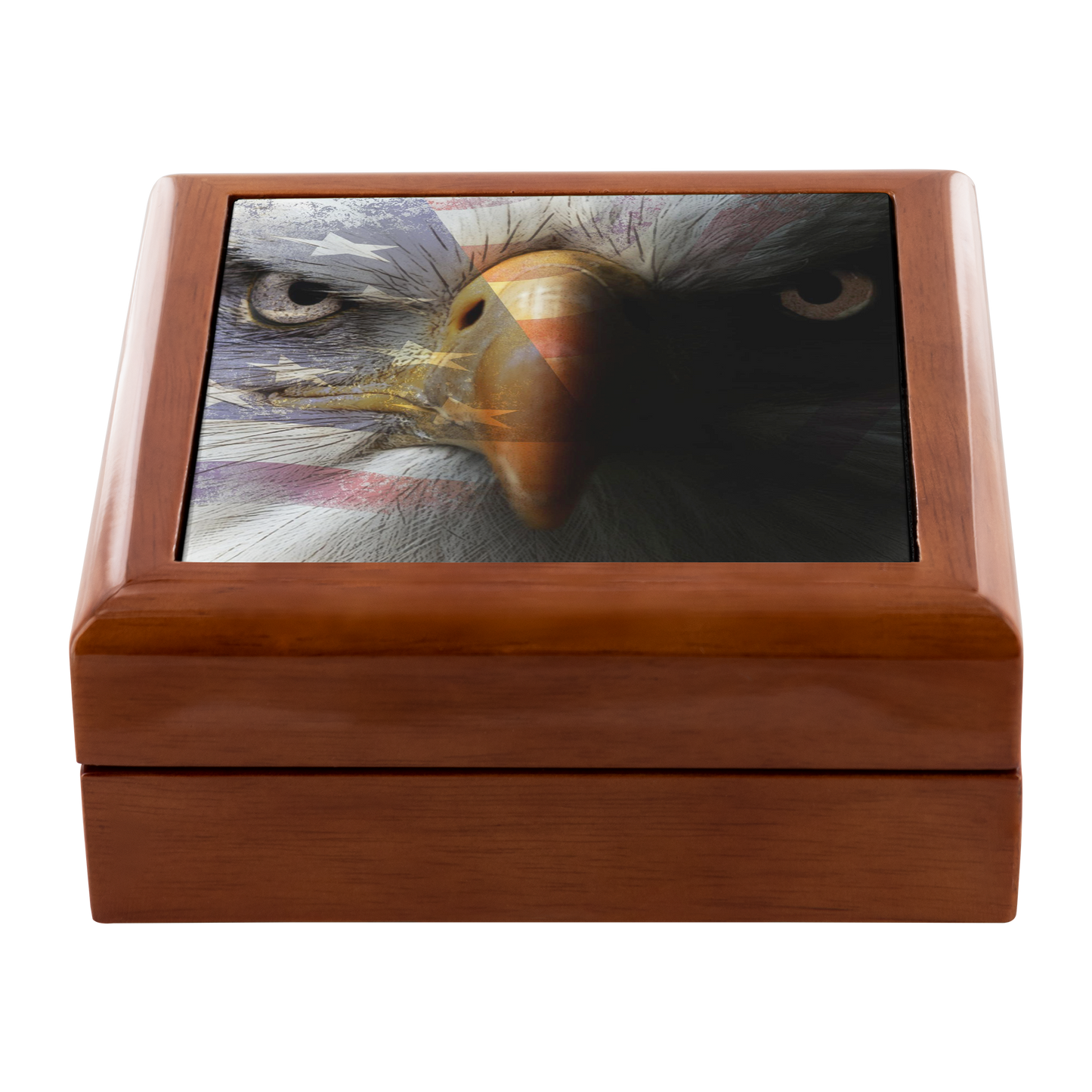 American Flag Bald Eagle Portrait Jewelry Box - Schoppix Gifts