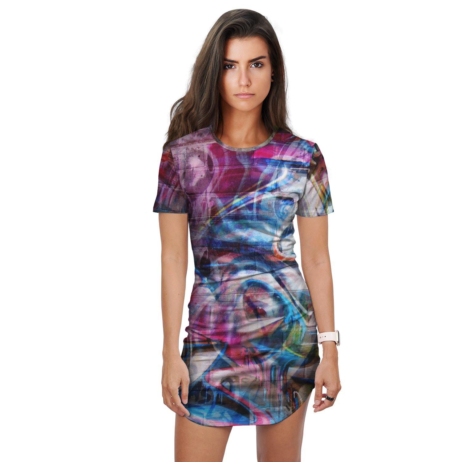 Abstract Graffiti T-Shirt Dress M Abstract Graffiti T-Shirt Dress M