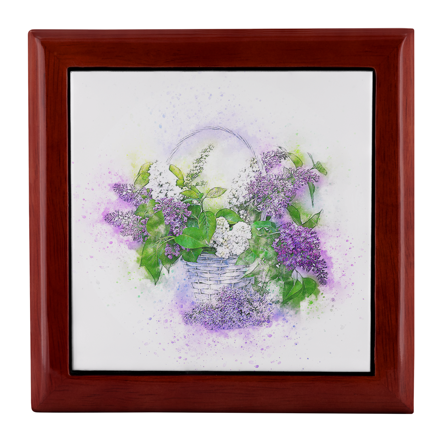 Watercolor Style Lilac Basket Jewelry Box - Schoppix Gifts