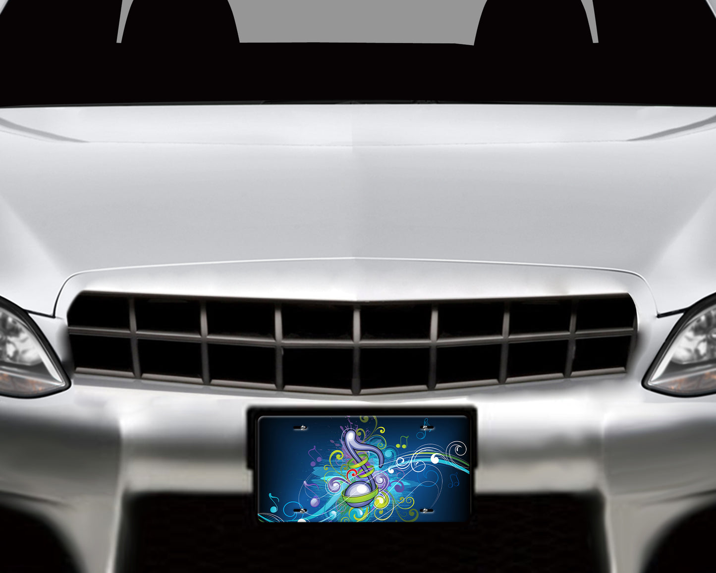 Dark Blue Music Notes Art Aluminum License Plate - Schoppix Gifts