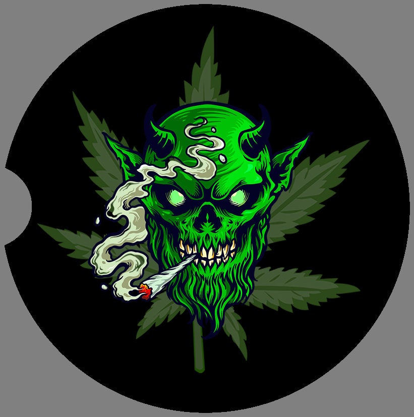 Cool Cannabis Art Sandstone Car Coasters - 1 Pair - 8 Designs to chose from - Schoppix Gifts