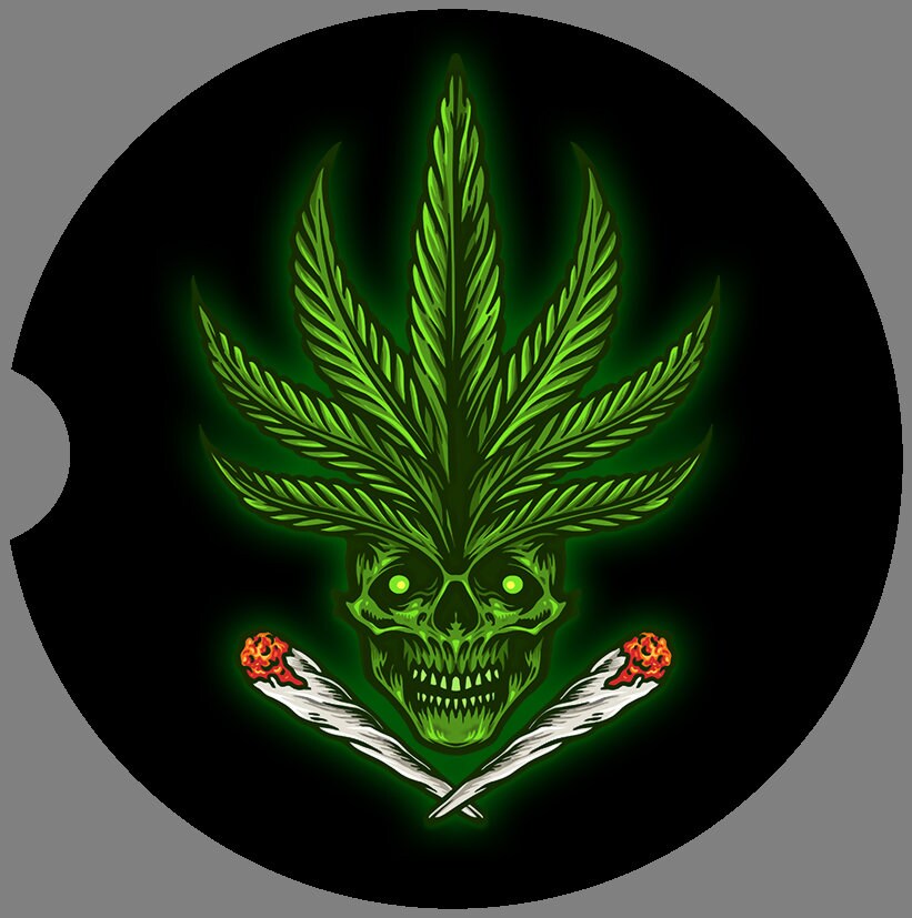 Cool Cannabis Art Sandstone Car Coasters - 1 Pair - 8 Designs to chose from - Schoppix Gifts