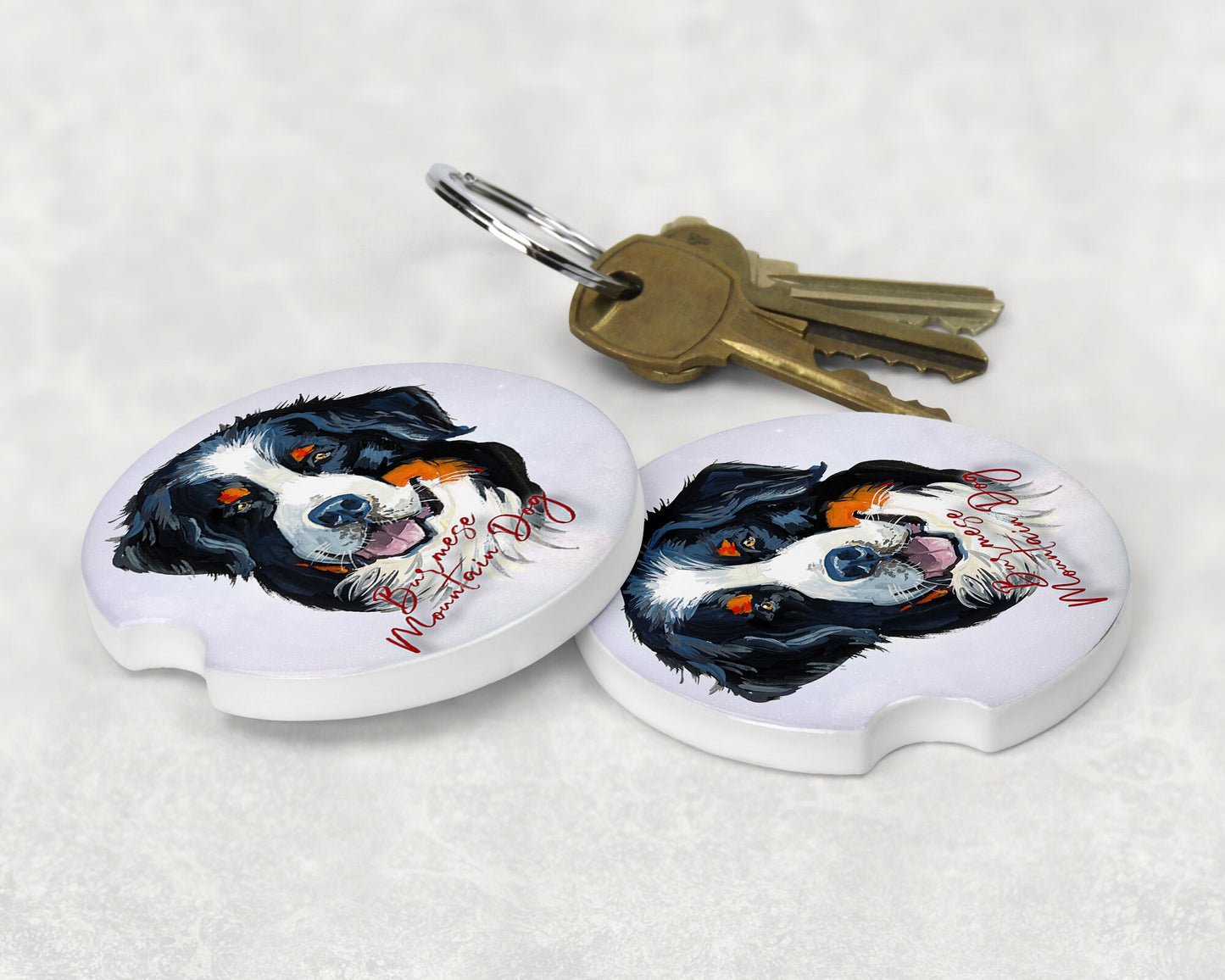 Burmese Mountain Dog Art Car Coasters - Matching Pair - Schoppix Gifts