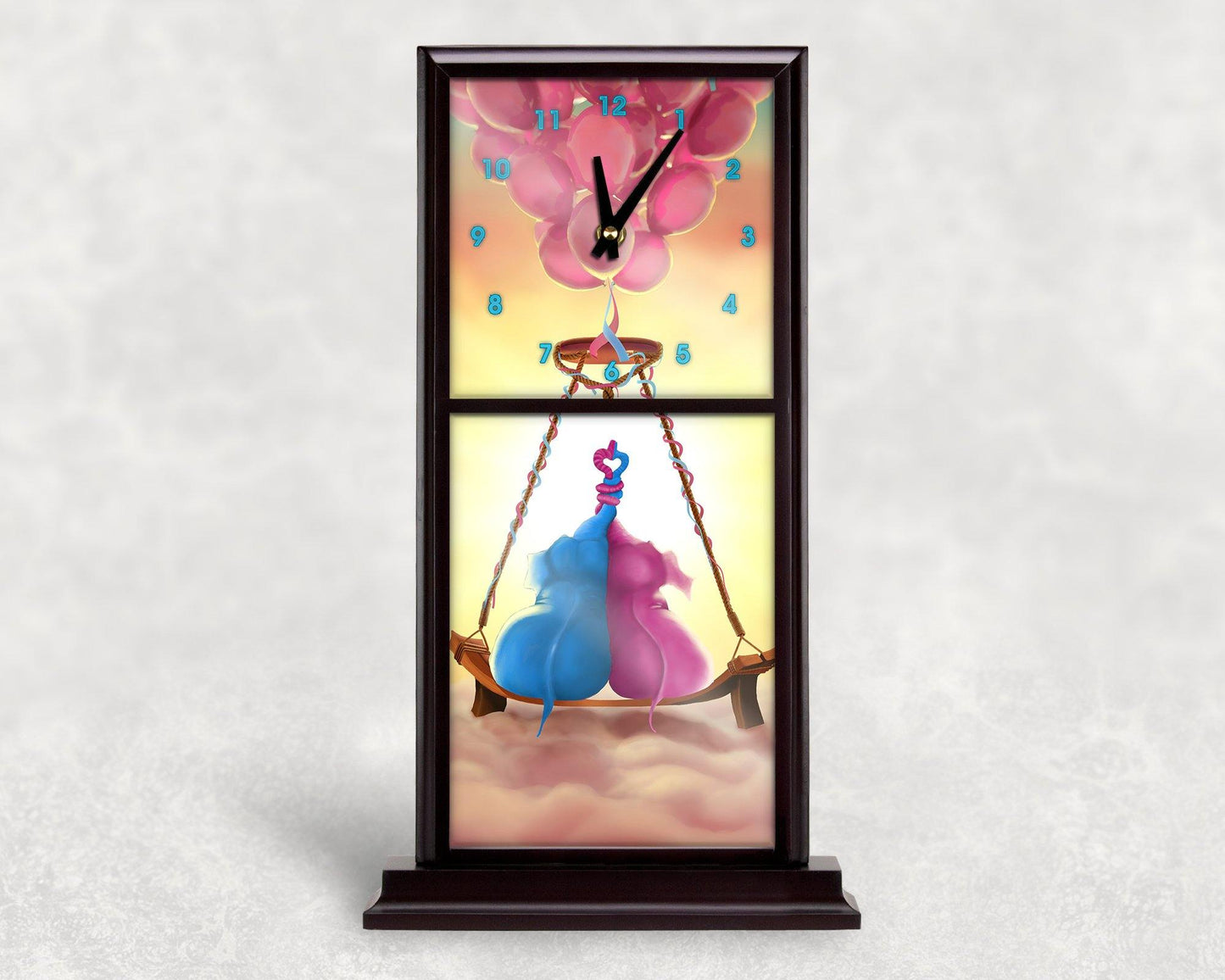 Cute Elephants in Love Balloon Ride Mantle Clock - Schoppix Gifts