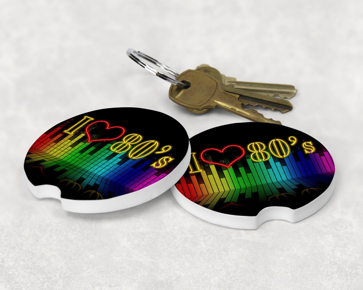 I Love the 80s Steel Tumbler with Free Matching Sandstone Car Coasters - Schoppix Gifts