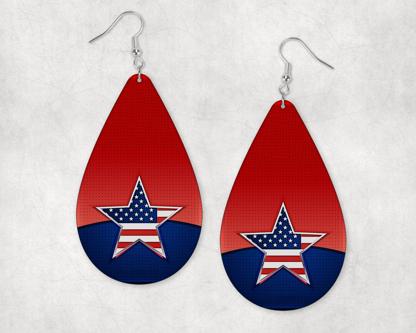 Red White & Blue American Stars Teardrop Earrings - Schoppix Gifts