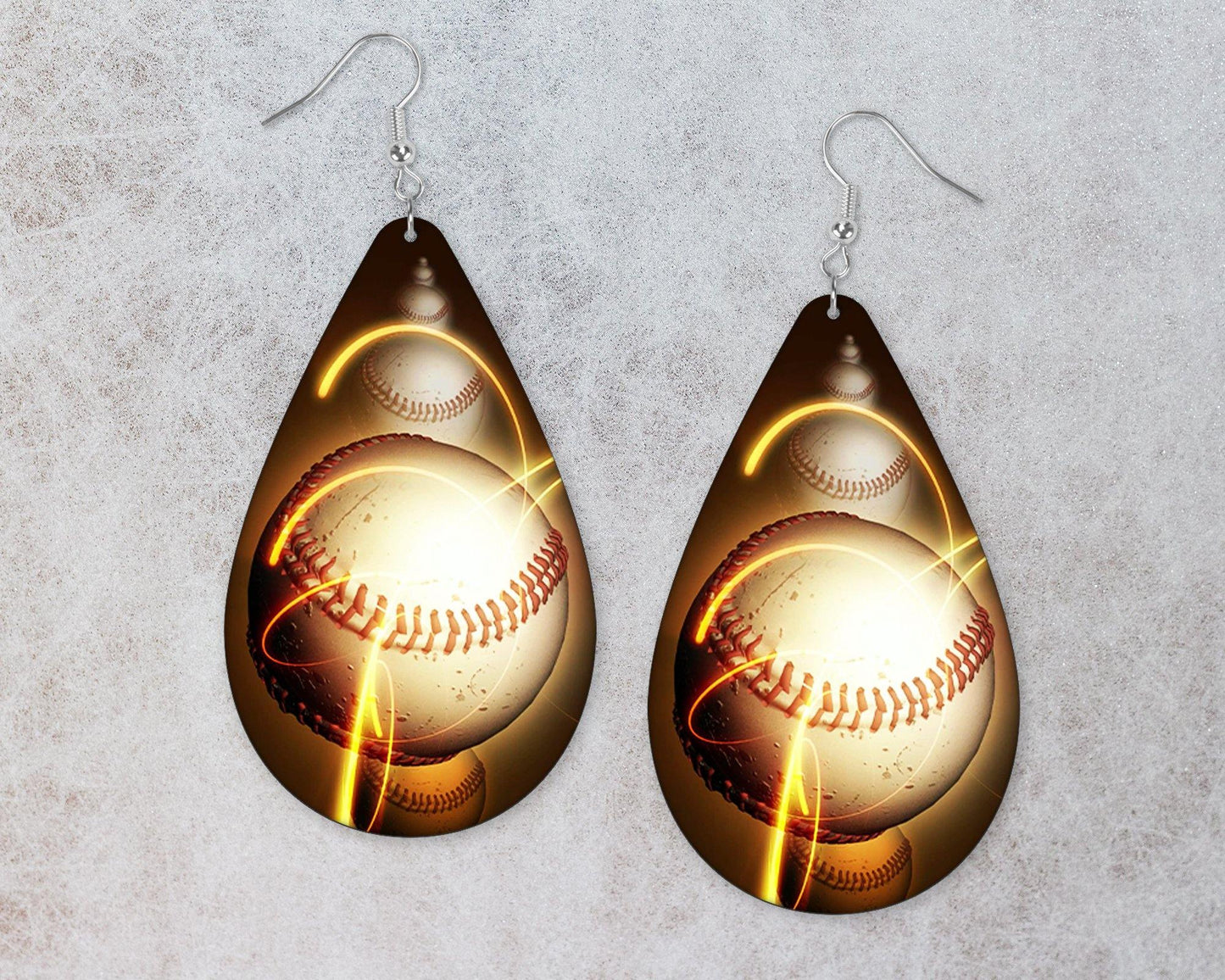 Fractal Baseball Teardrop Earrings - Schoppix Gifts