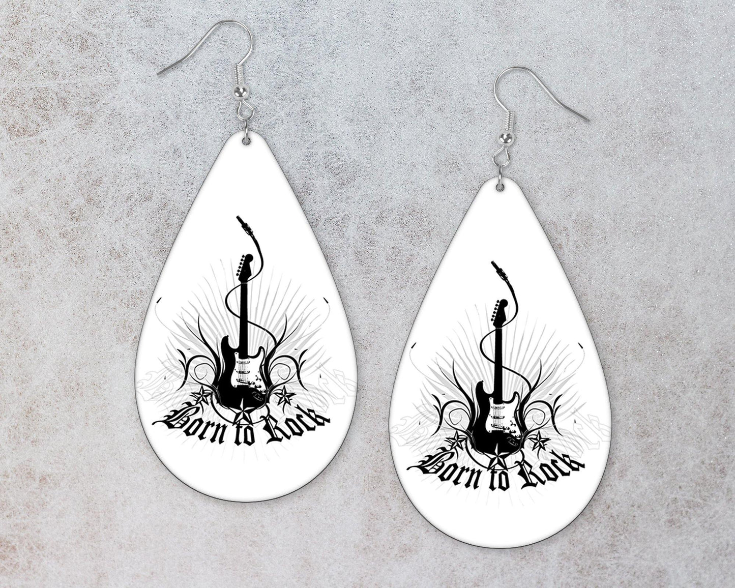 Born to Rock Guitar Teardrop Earrings - Schoppix Gifts