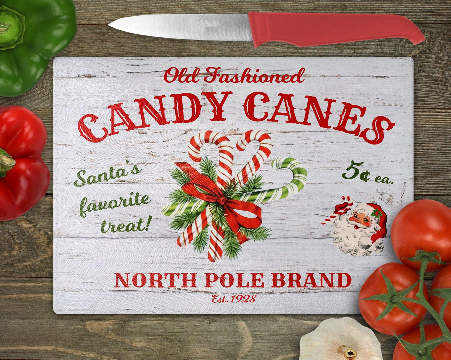 Old Fashioned Candy Canes Glass Cutting Board - Schoppix Gifts