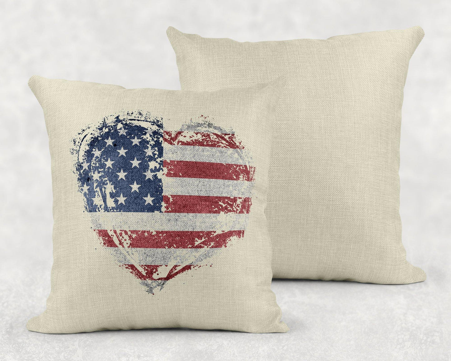 Grunge American Flag Heart Linen Pillow Sham - Schoppix Gifts