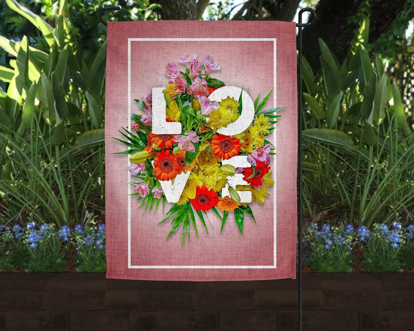 LOVE Bouquet Art Linen Garden Flag - Schoppix Gifts