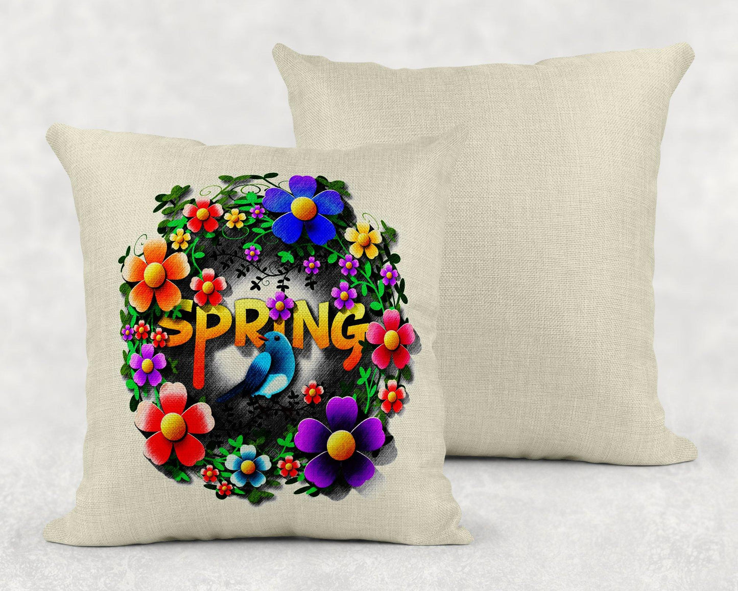 Spring Wreath Linen Pillow Sham - Schoppix Gifts