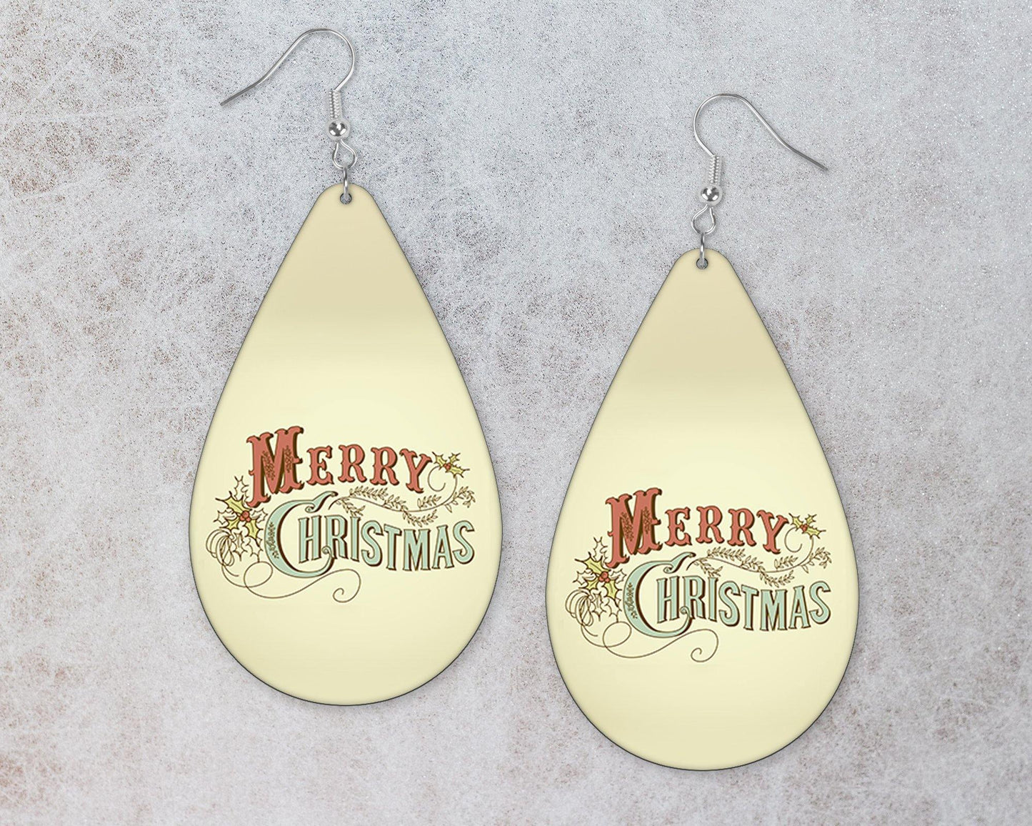 Vintage Look Merry Christmas Teardrop Earrings - Schoppix Gifts