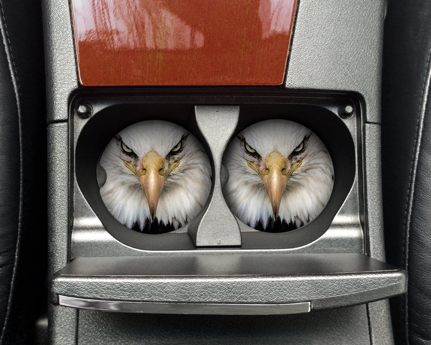 Bald Eagle Face Steel Tumbler with Free Matching Sandstone Car Coasters - Schoppix Gifts