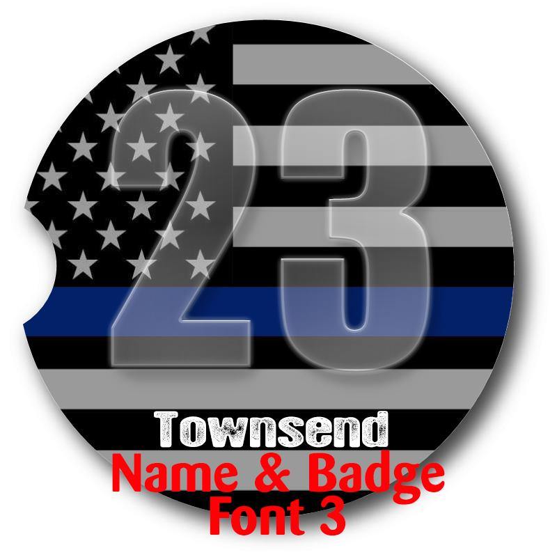 Thin Blue Line Car Coasters-Set of 2 - - Schoppix Gifts