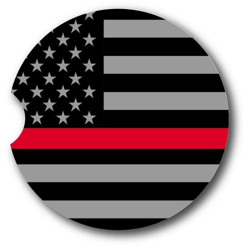 Thin Red Line Steel Tumbler with Free Matching Sandstone Car Coasters - Schoppix Gifts