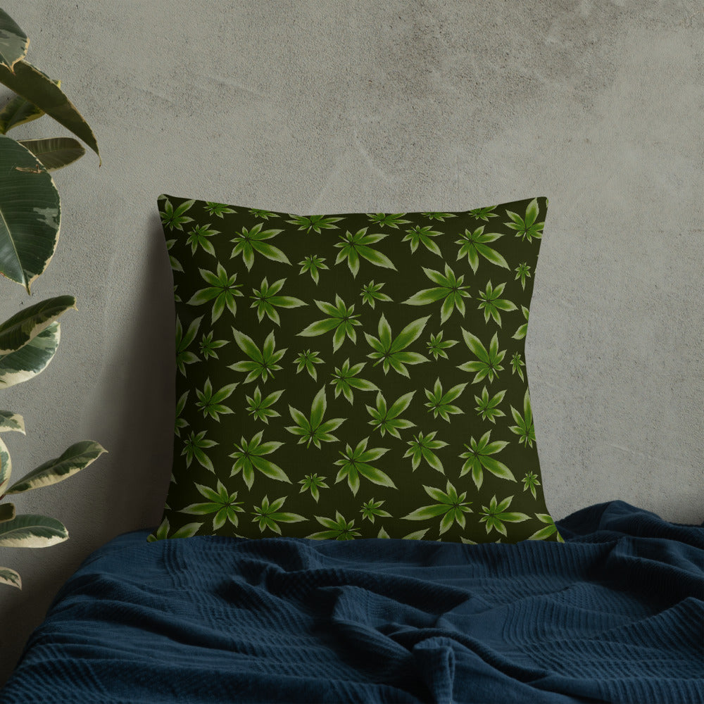 2 Sided Marijuana Leaf Decorative Throw Pillow