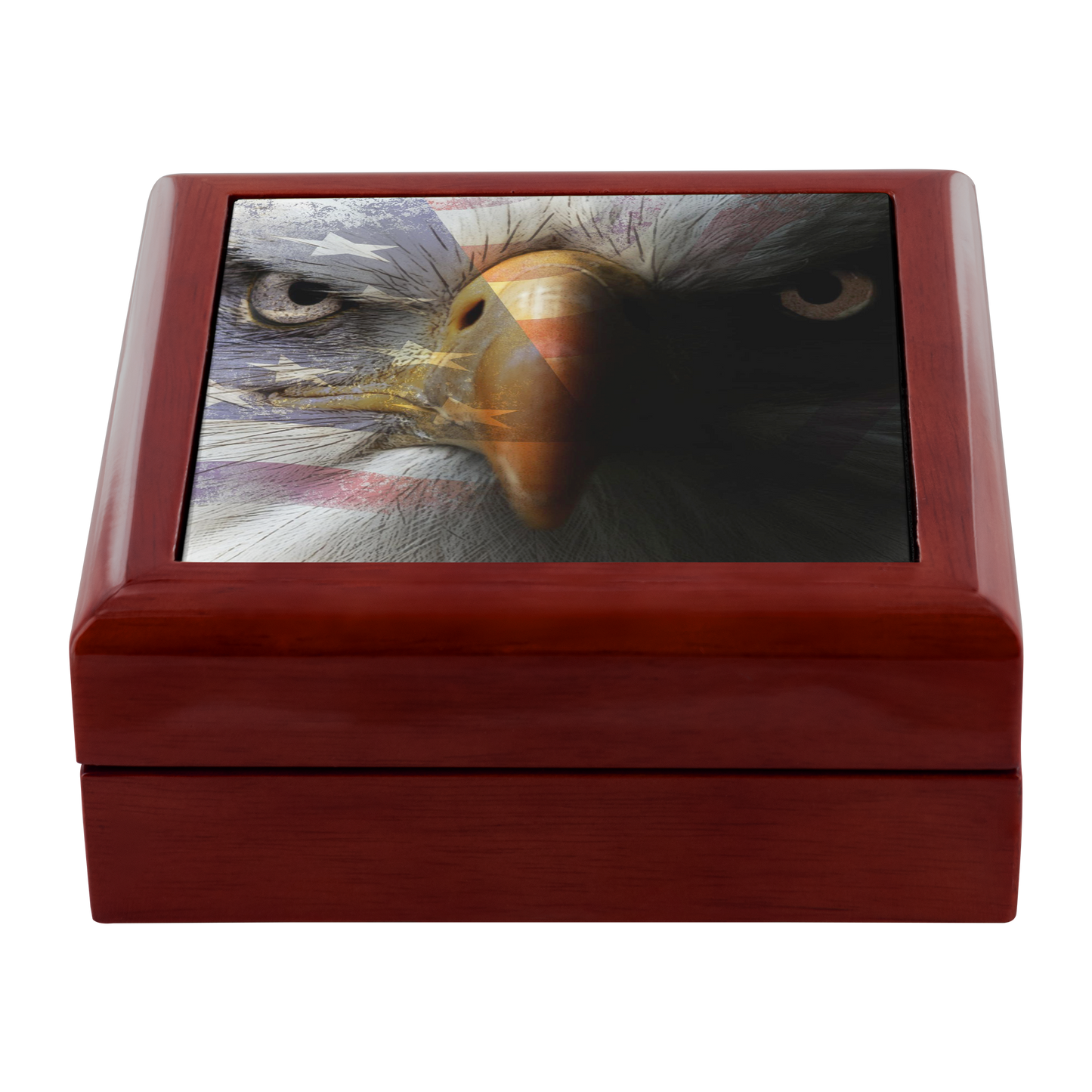 American Flag Bald Eagle Portrait Jewelry Box - Schoppix Gifts