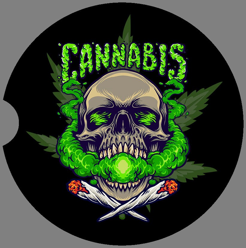 Cool Cannabis Art Sandstone Car Coasters - 1 Pair - 8 Designs to chose from - Schoppix Gifts