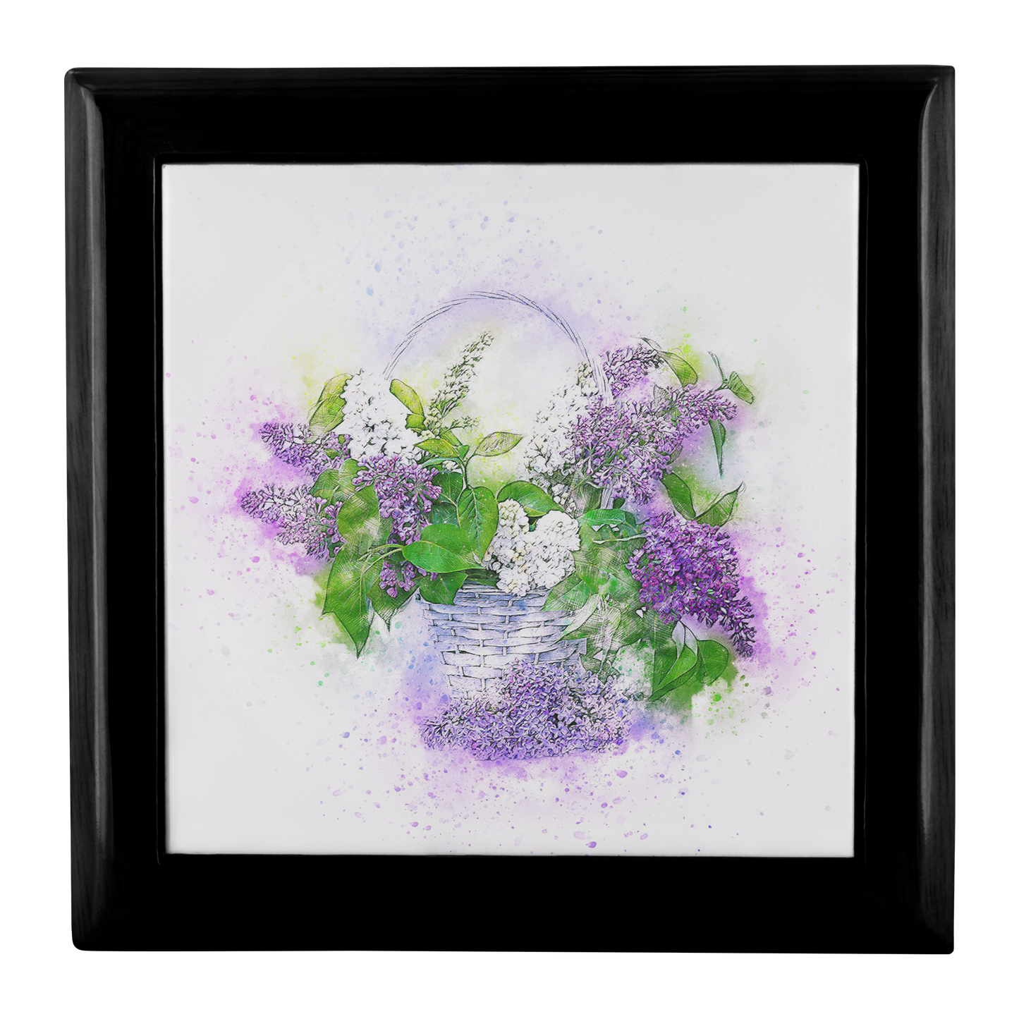 Watercolor Style Lilac Basket Jewelry Box - Schoppix Gifts