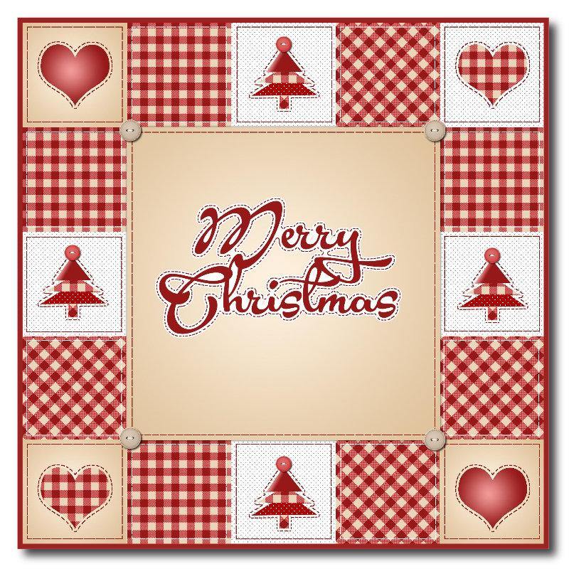 Merry Christmas Quilt look Square Drink Coaster-Set of 4- Available in 4 styles! - Schoppix Gifts
