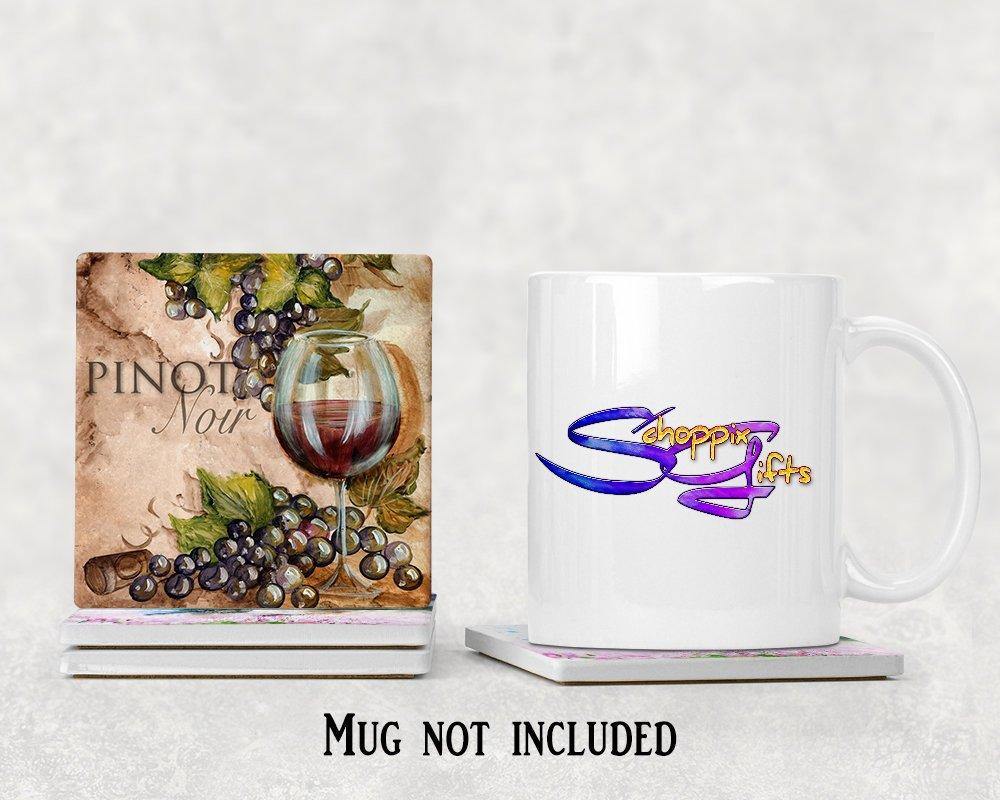 Vintage Pinot Noir Wine Square Drink Coaster-Set of 4- Available in 4 styles! - Schoppix Gifts