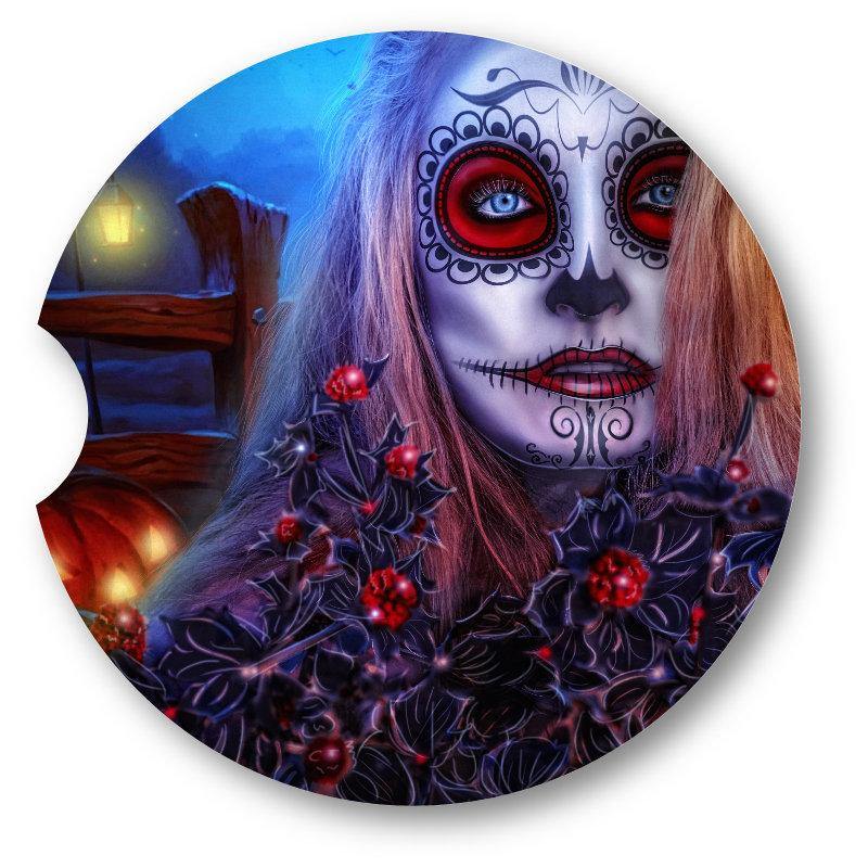 Day of the Dead/Halloween Car Coasters / Set of 2 - Schoppix Gifts