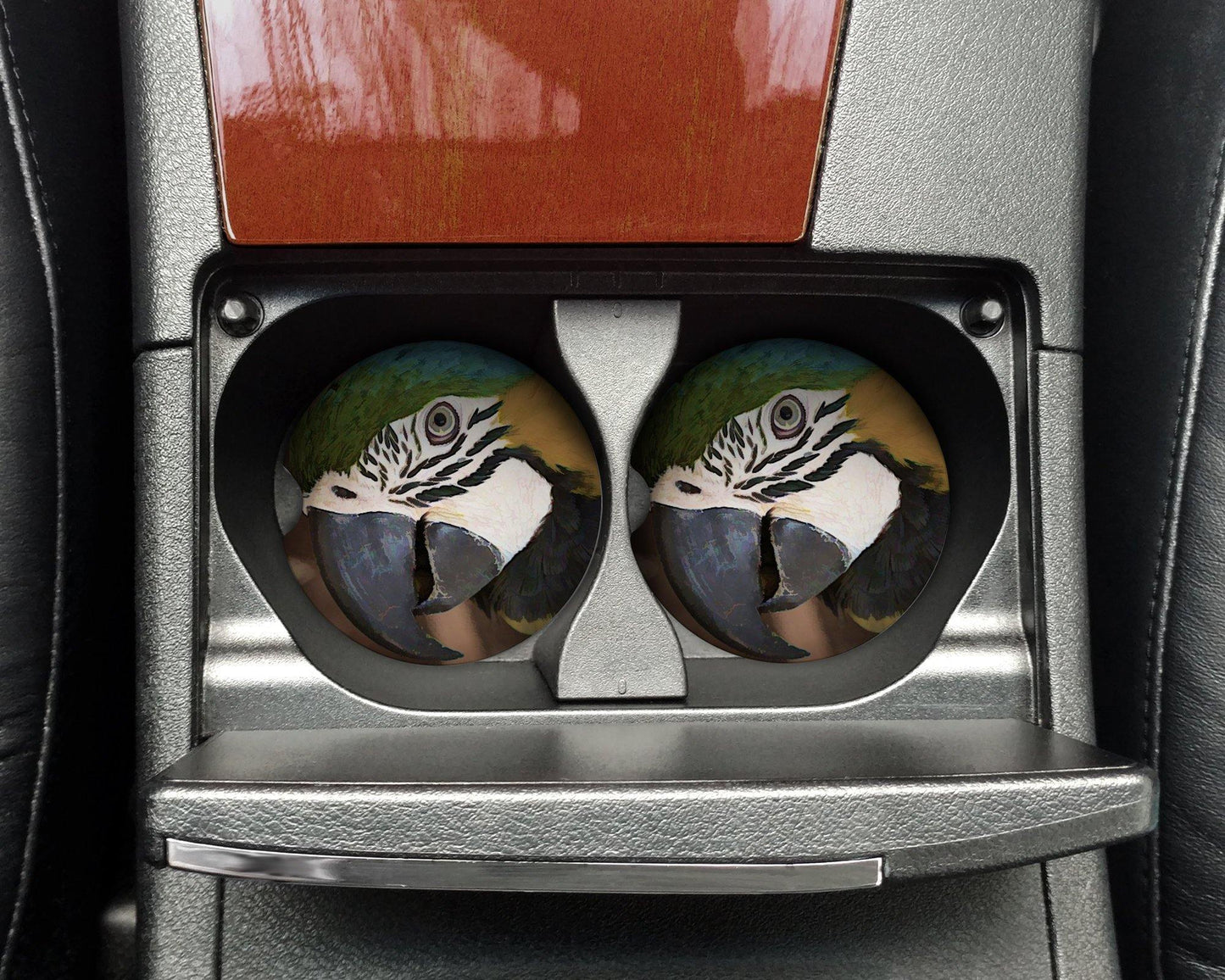 Oil Painted Look Macaw Car Coasters set of 2 - Schoppix Gifts