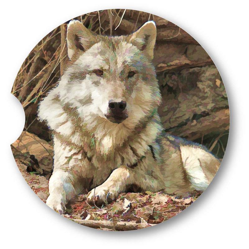 Watercolor Look Wolf Coasters set of 2 - Schoppix Gifts