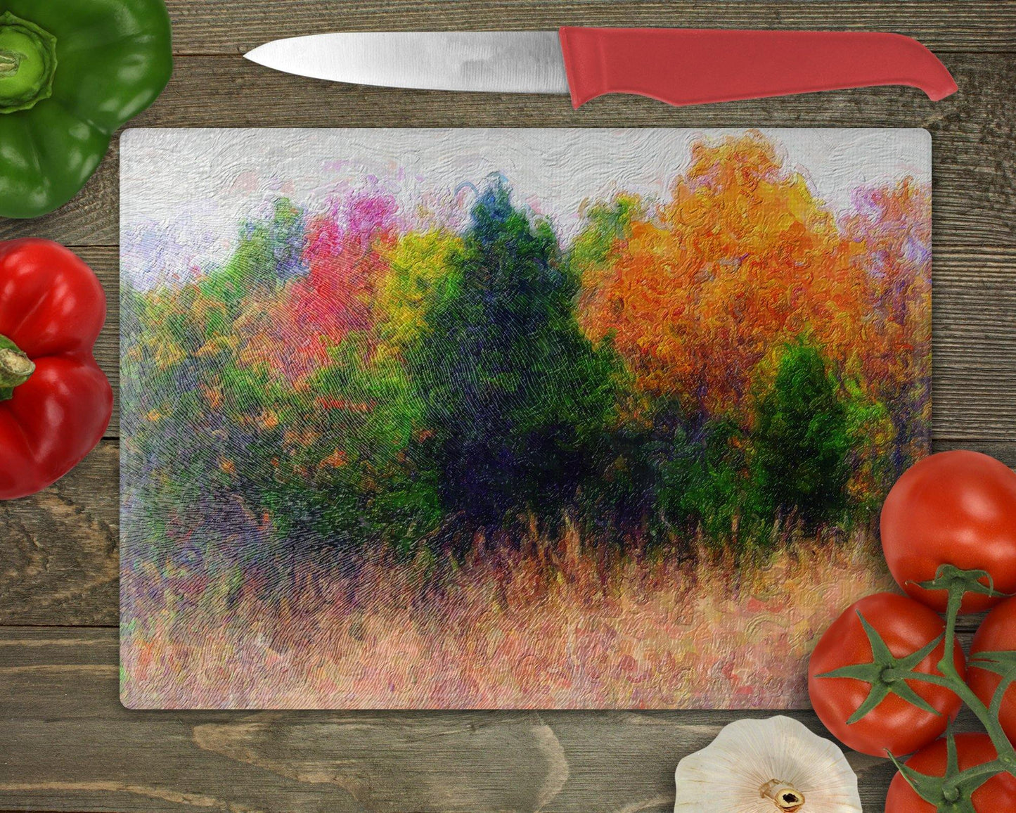 Autumn Colors/Fall Foliage Glass Cutting Board - Watercolor style - Schoppix Gifts