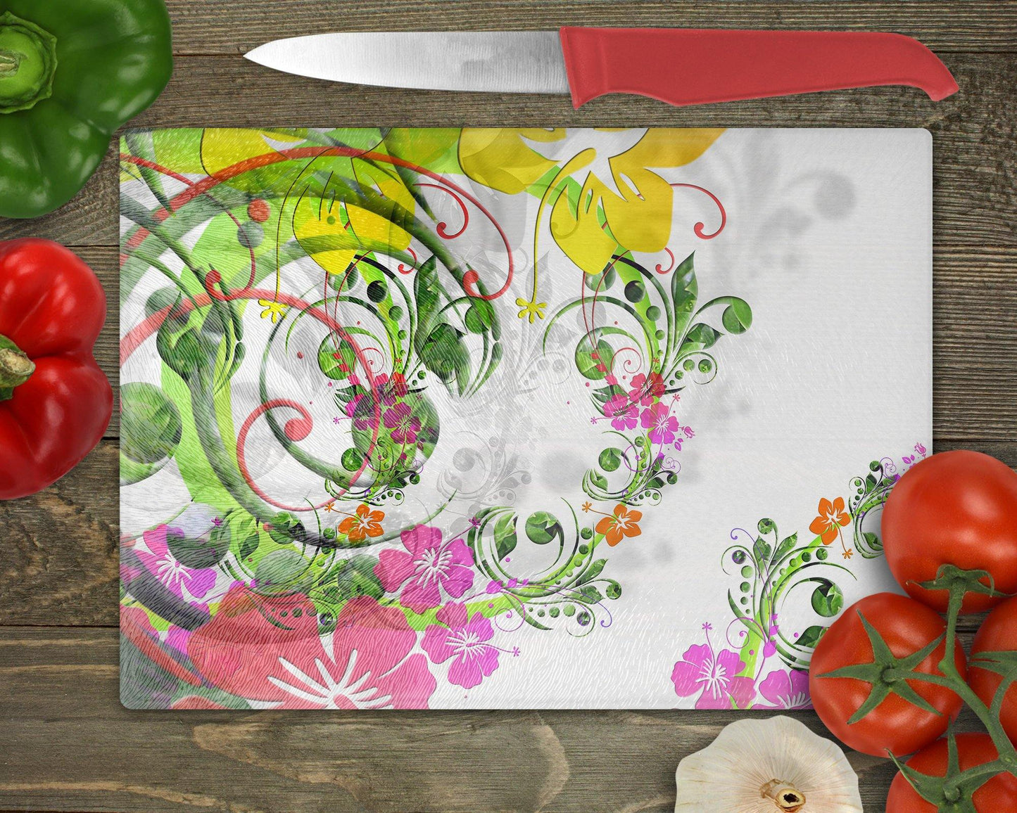 Fractal Bouquet Glass Cutting Board - Schoppix Gifts