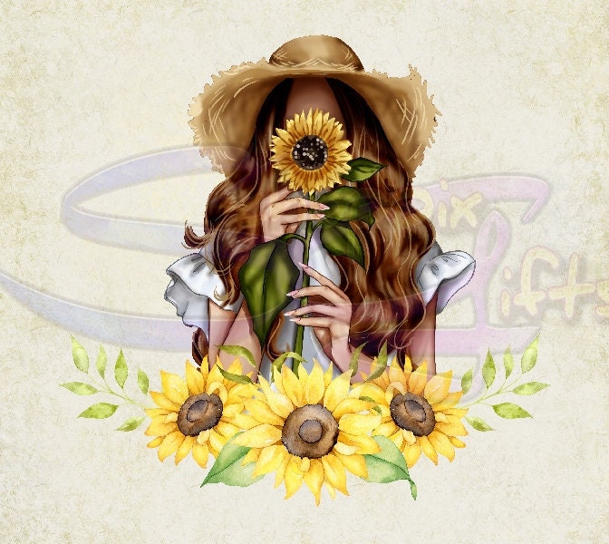 Cute Sunflower Girl Art 20oz Skinny Tumbler - Stainless Steel