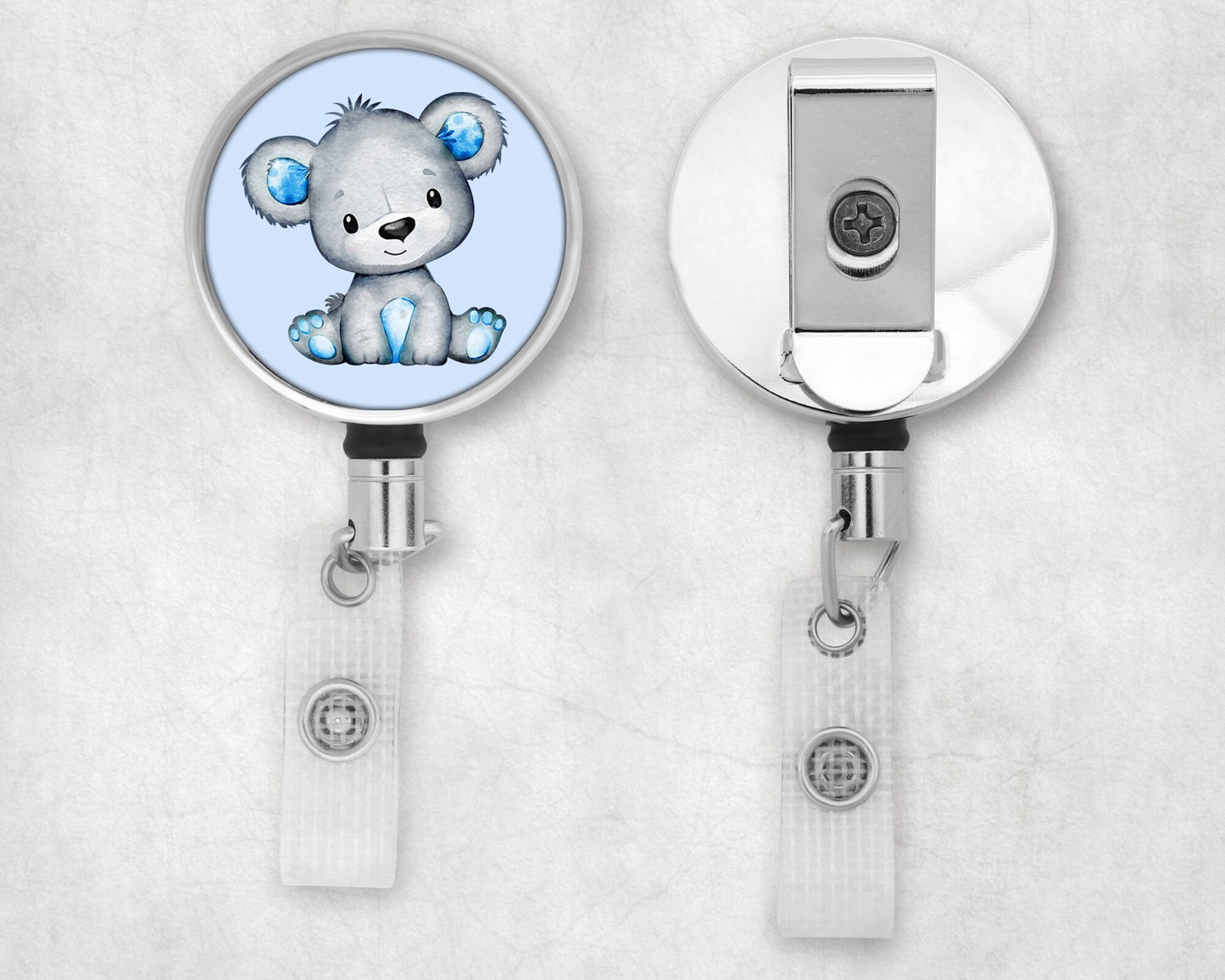 Cute Baby Boy Bear Art Badge Reel