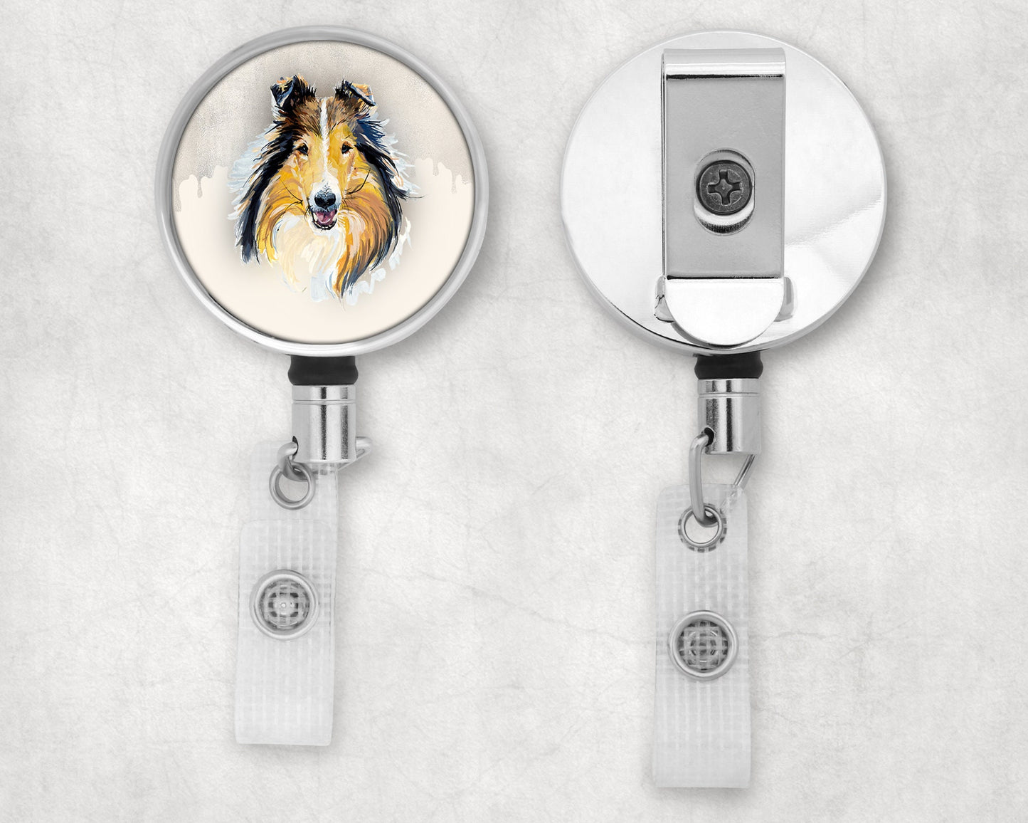 Collie Portrait Art Badge Reel