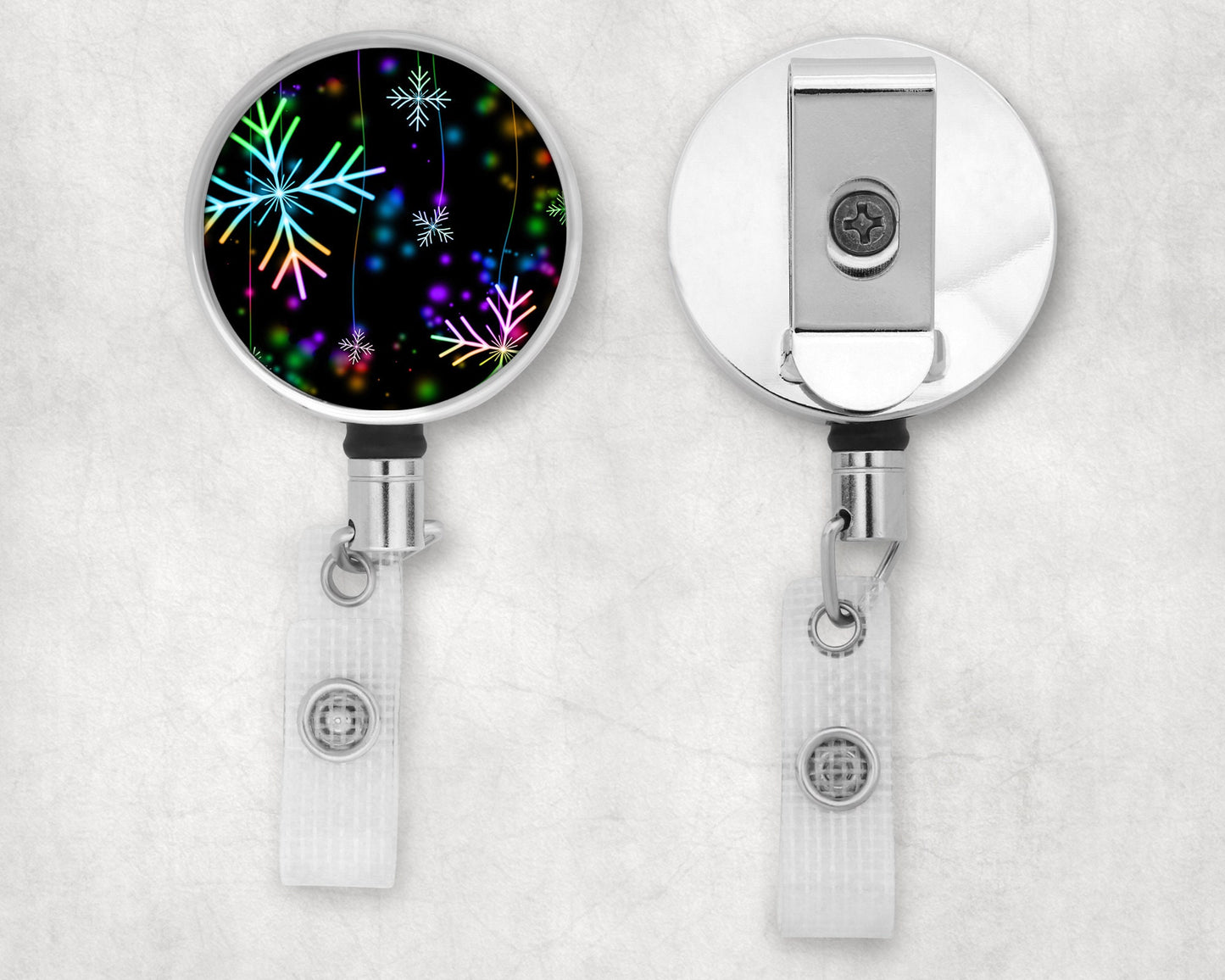 Cute Christmas Rainbow Snowflake Art Badge Reel