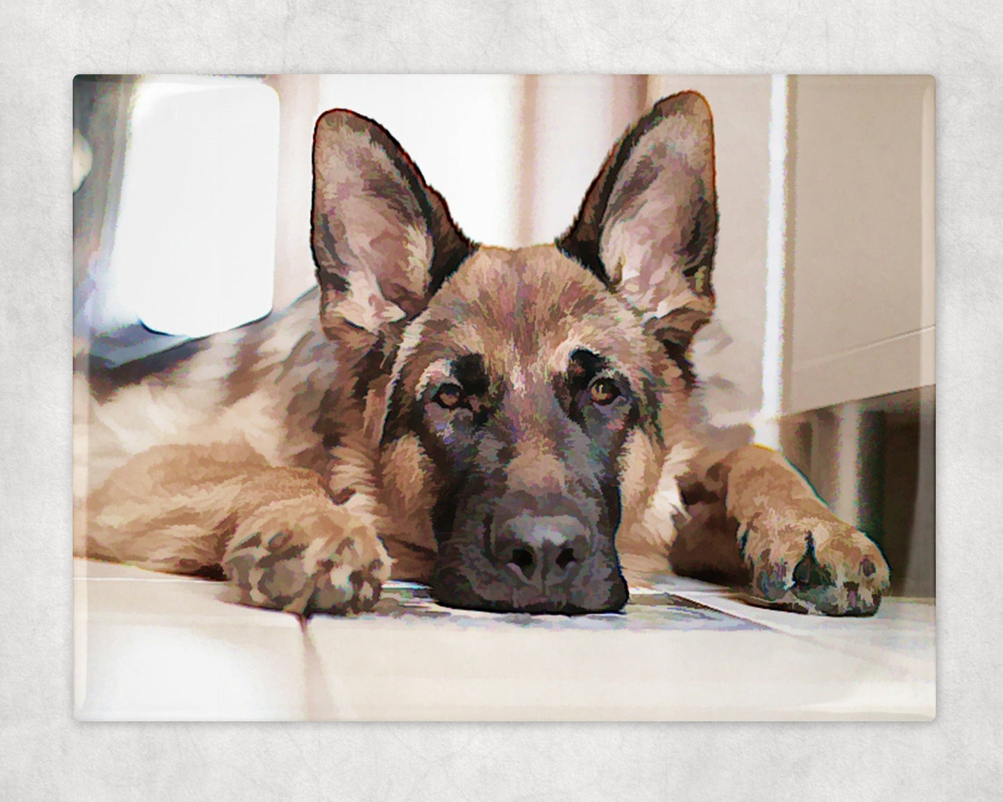 German Shepherd Art Decorative Ceramic Tile with Optional Easel Back - 6x8 inches