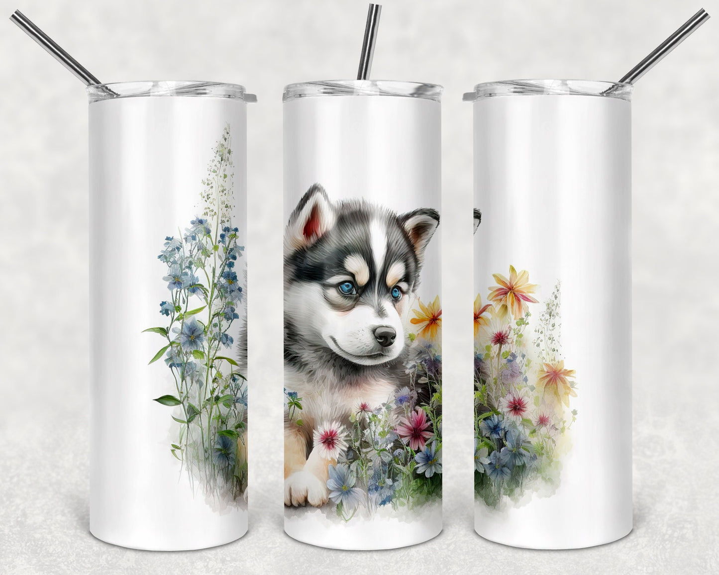 Husky Puppy Art 20oz Skinny Tumbler - Stainless Steel