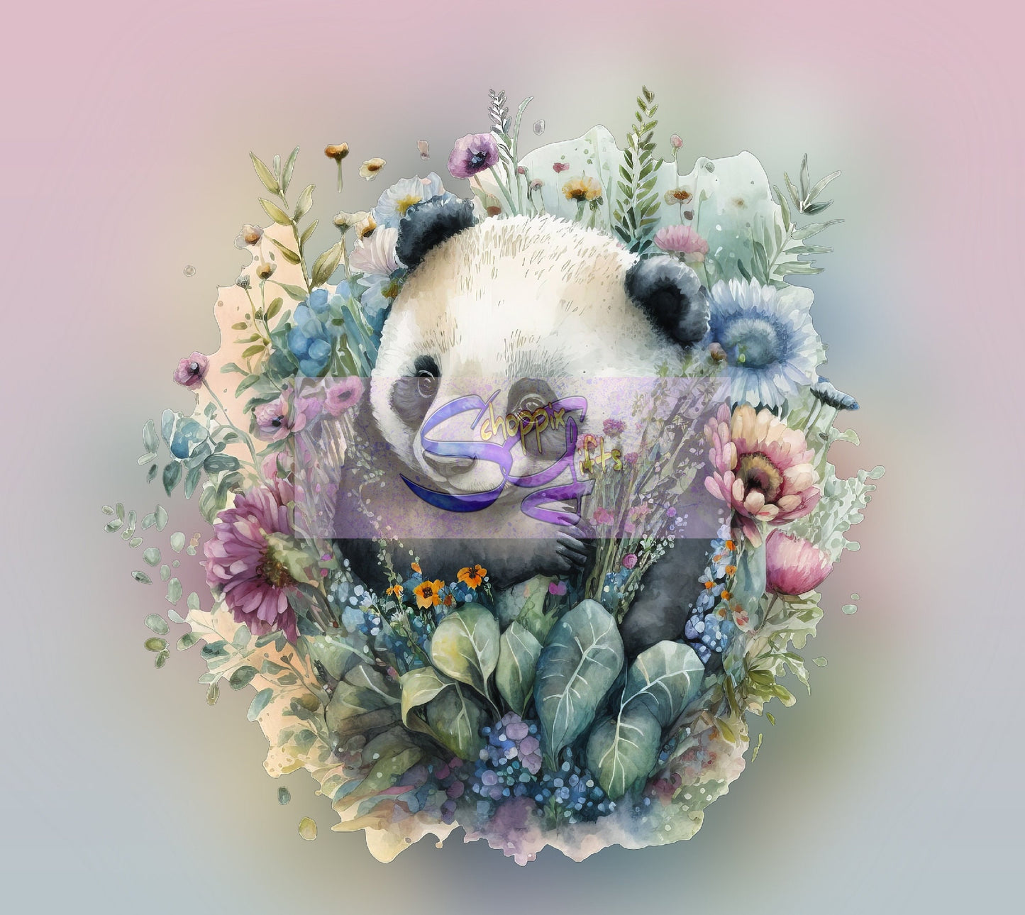 Floral Panda Art 20oz Skinny Tumbler - Stainless Steel