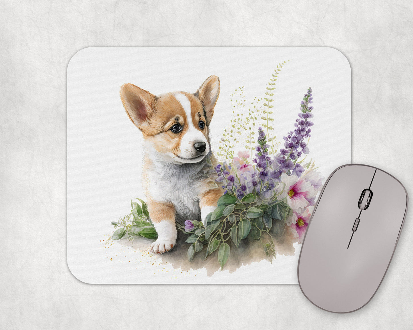 Corgi Puppy Art Rubber Mousepad