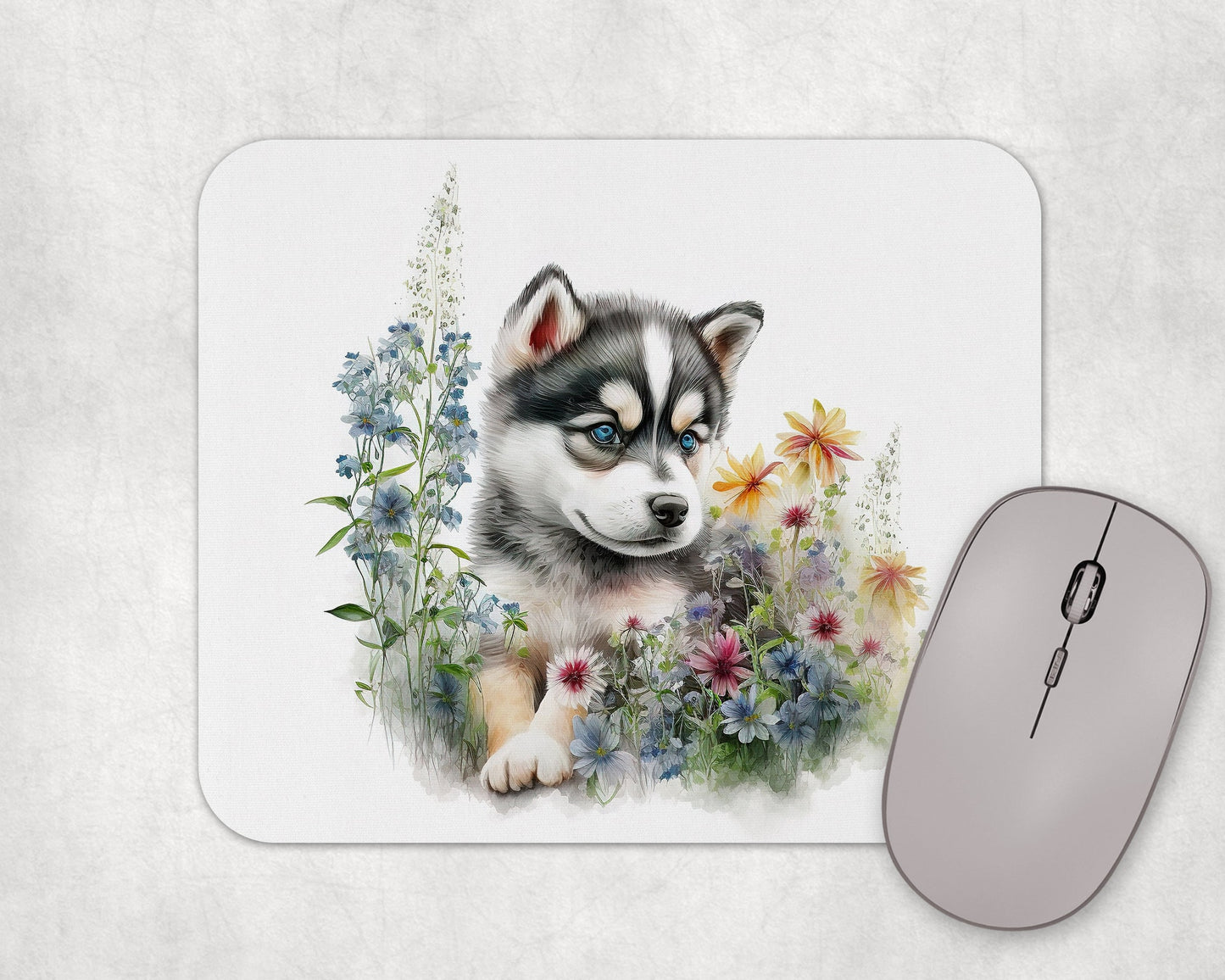 Husky Puppy Art Rubber Mousepad