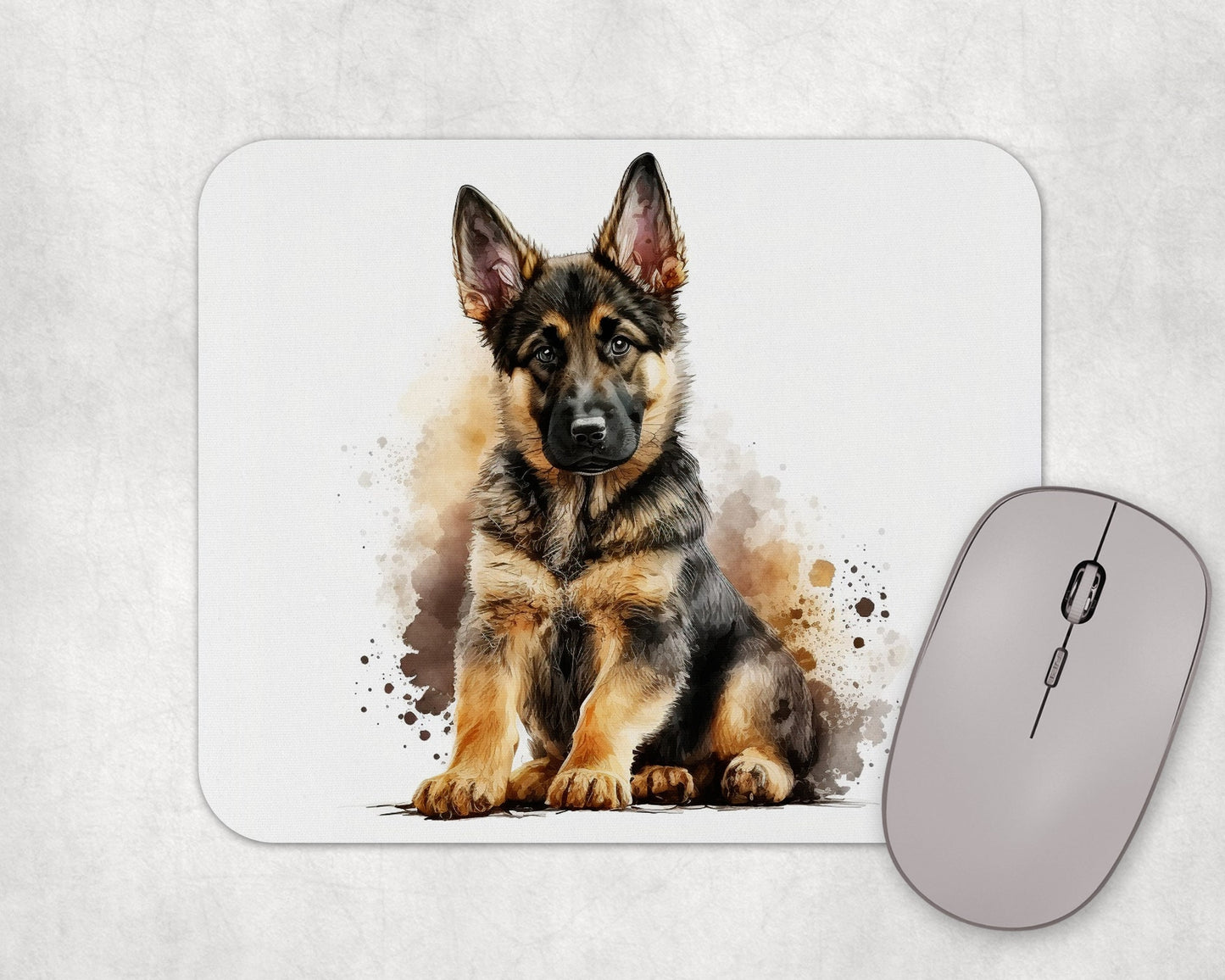 German Shepherd Puppy Art Rubber Mousepad
