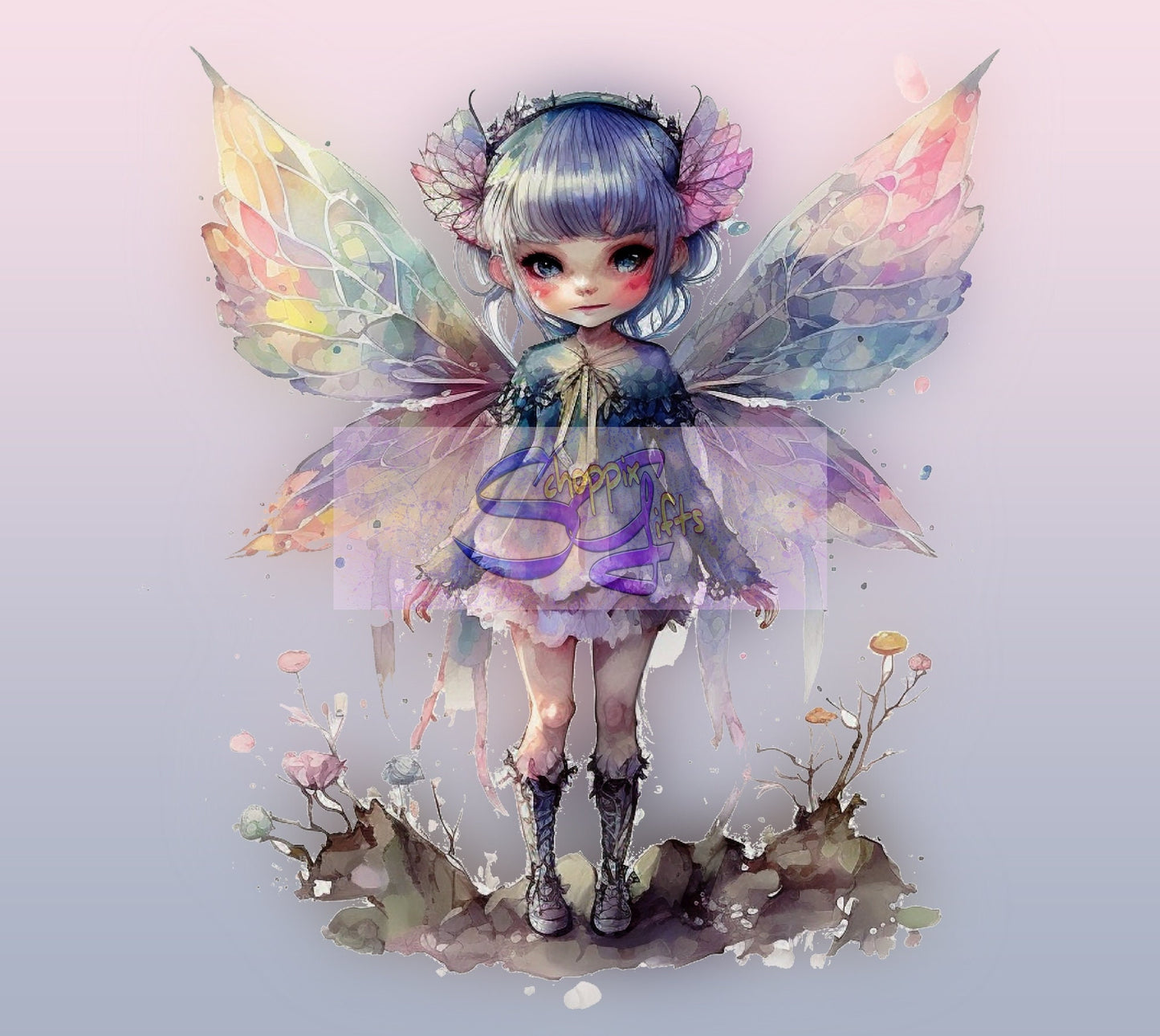 Purple Watercolor Fairy Portrait Art 20oz Skinny Tumbler - Stainless Steel
