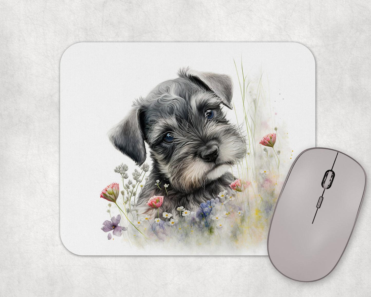 Schnauzer Puppy Art Rubber Mousepad