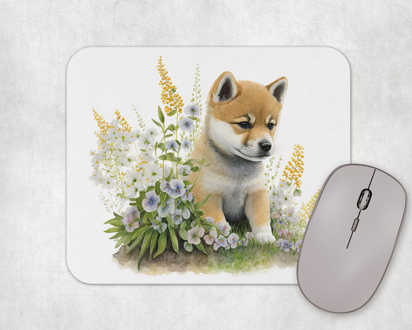 Shiba Inu Puppy Art Rubber Mousepad