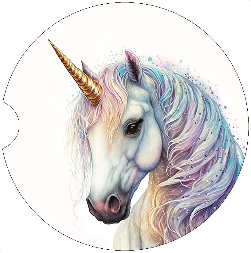 Beautiful Watercolor Unicorn Art Car Coasters - Matching Pair - Set of 2
